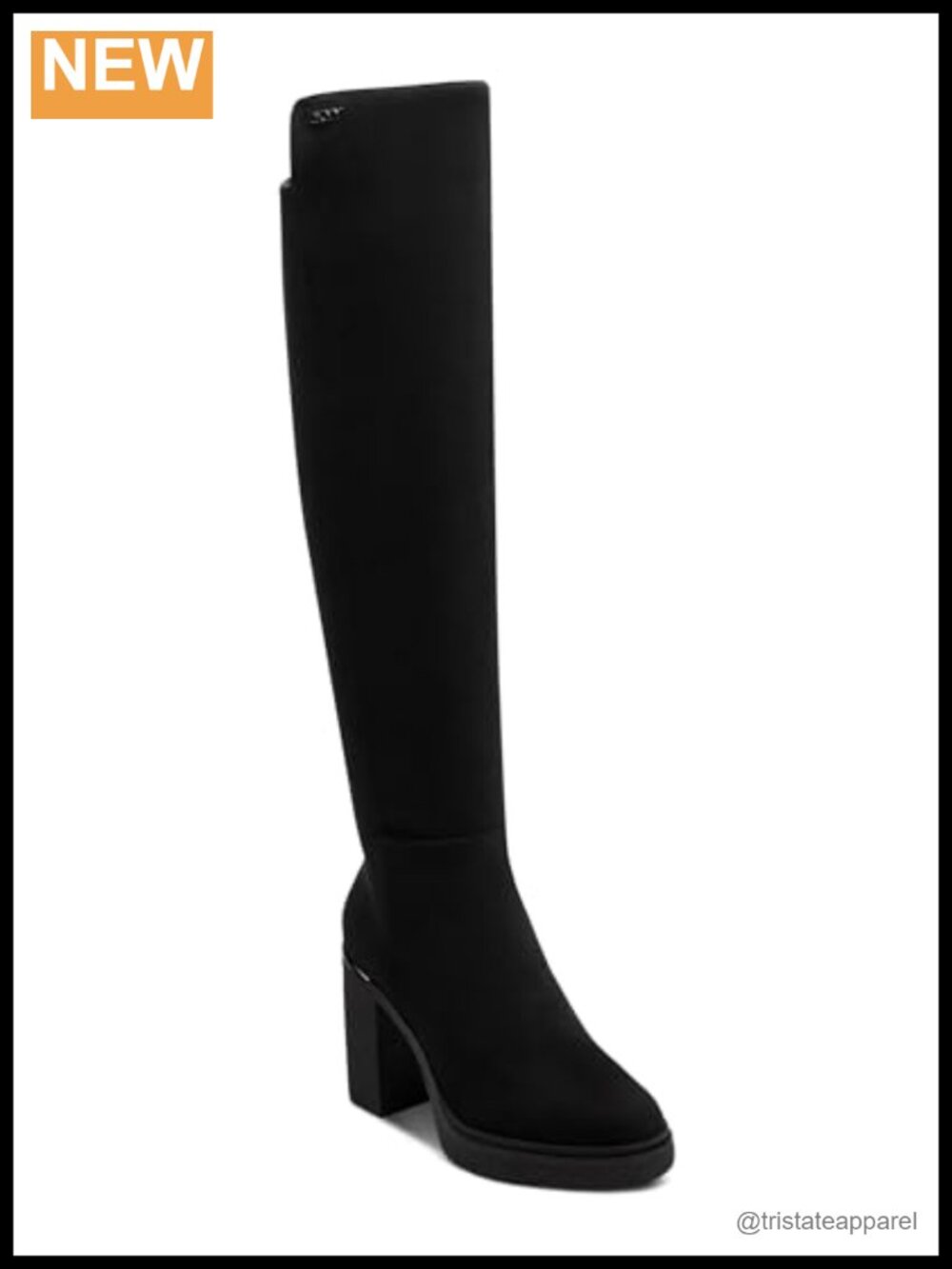 DKNY Tullia Tall Knee High Heeled Block Heel Boots Faux Leather
